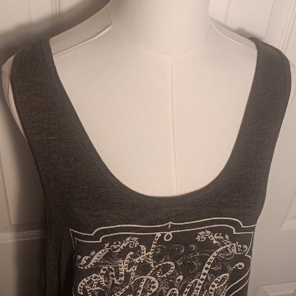 NEW! Vocal Black Graphic "Rough Rider" Tank Top Embellished With Rhinestones - Picture 6 of 12